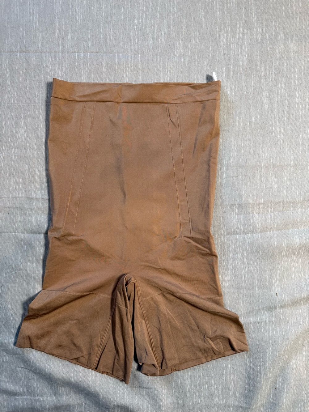 SPANX Higher Power Short High Waist Mid Thigh Shapewear Nude Tan L 49102